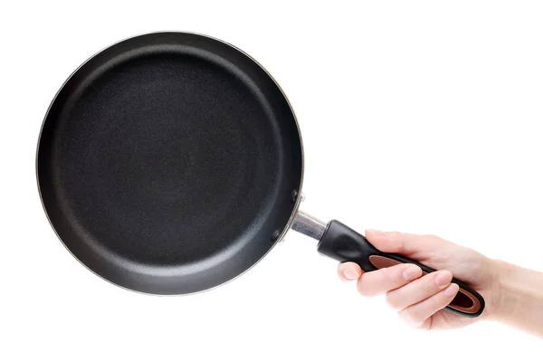 Hand holding frying pan — Stock Photo, Image
