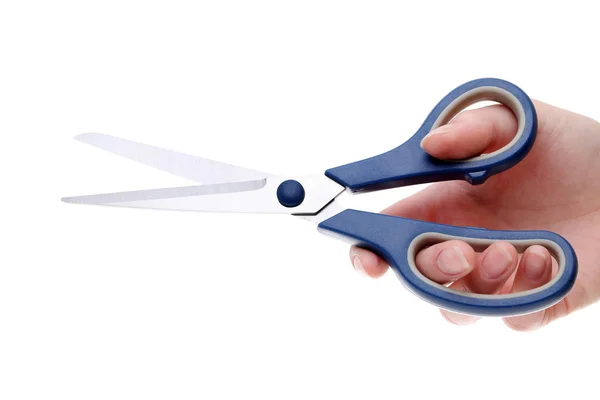 Hand holding handled scissors — Stock Photo, Image