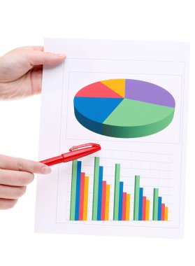 Renkli grafik belgeleri tutan el
