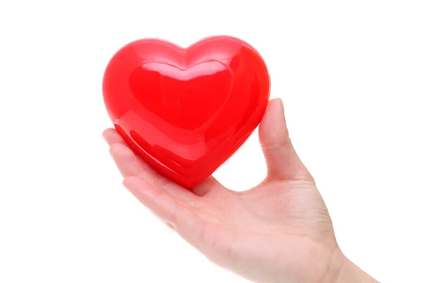 Mano con símbolo rojo del corazón — Foto de Stock