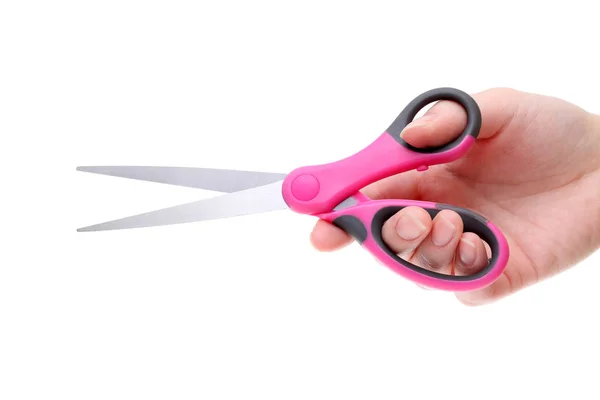 Hand holding handled scissors — Stock Photo, Image