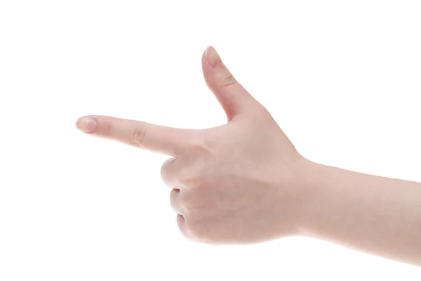 Точка рук жінки з пальцем — стокове фото