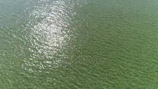 Drone πετώντας επιφάνεια νερού στη θάλασσα — Αρχείο Βίντεο