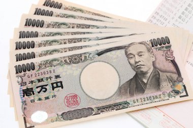 Japanese money and bankbook  clipart