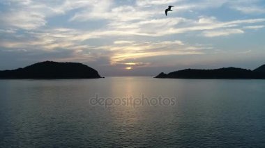 Hava uçağı geri çekilme olarak deniz akşam Sakinliğin uçan,