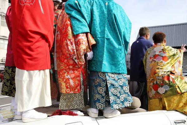 Kagawa Japan Jan 2018 Jonge Japanse Mannen Dragen Traditionele Kimono — Stockfoto