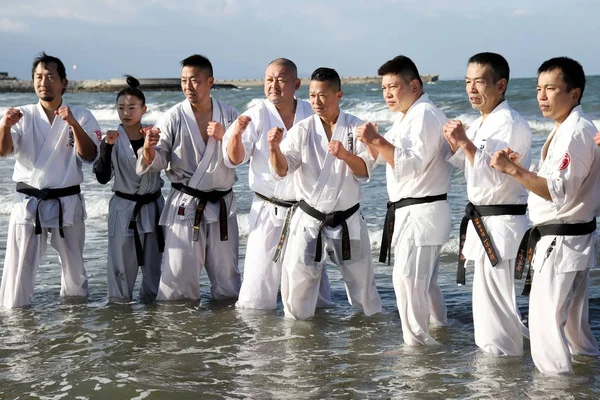 Kagawa Japón Enero 2018 Japonés Entrenamiento Artes Marciales Karate Pleno —  Fotos de Stock