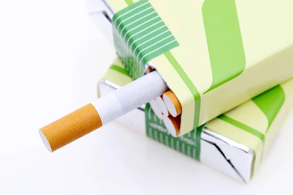 Close Cigarette Packet White Background — Stock Photo, Image