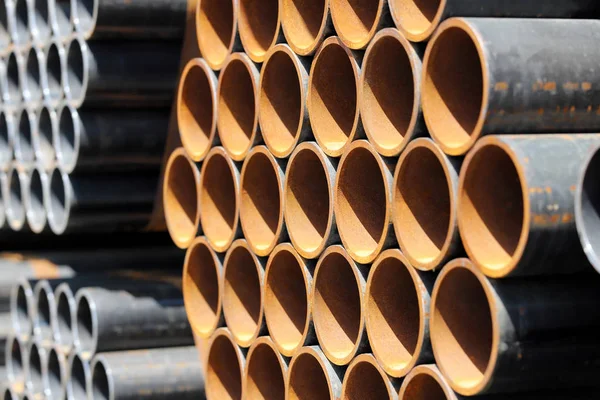 Stack Steel Pipes Industrial Background — Stock Photo, Image