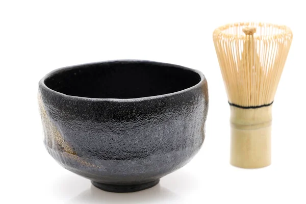 Tea Bowl Tea Whisk Used Japanese Matcha Green Tea Ceremony — Stock Photo, Image