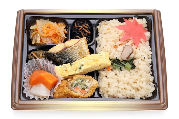 Japanese Bento Lunch Isolated White Background — Stock Photo, Image