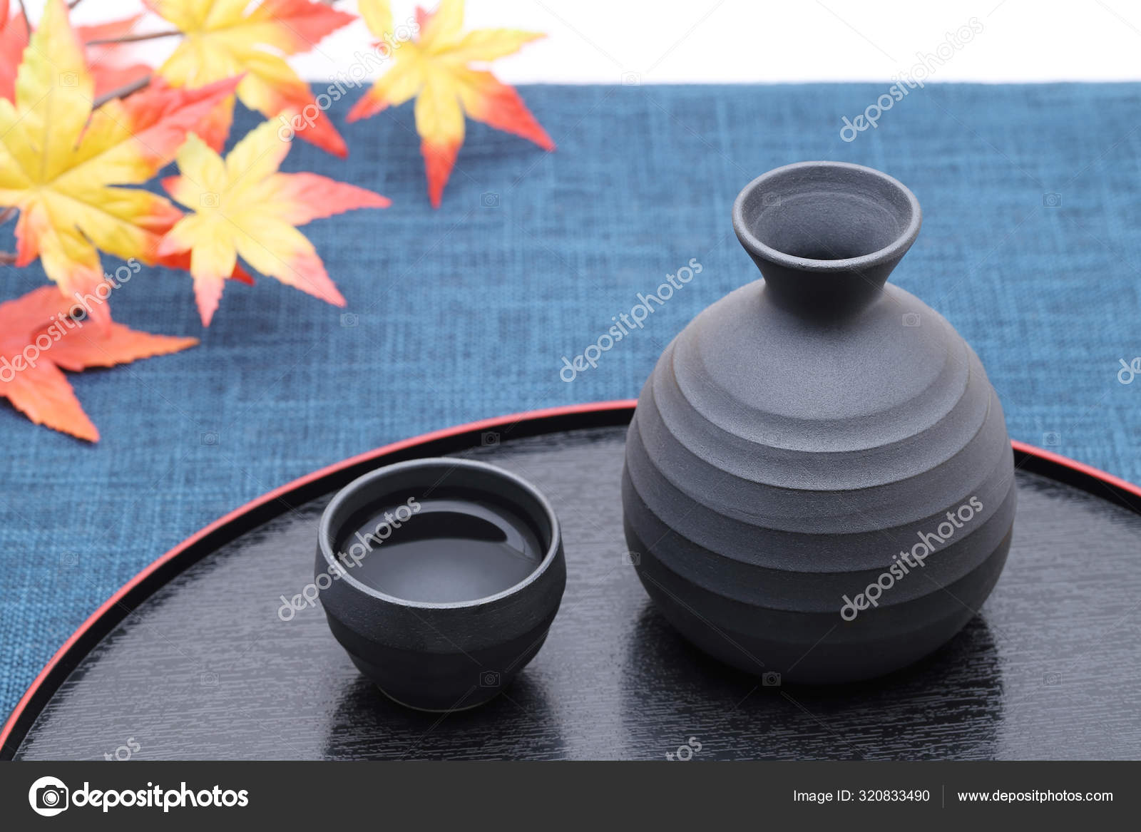 Japanese Traditional Sake Cup Bottle Tray Stock Photo by ©akiyoko74