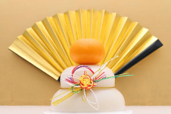 Traditional Japanese New Year Decoration Kagamimochi Made Rice — Stock Photo, Image