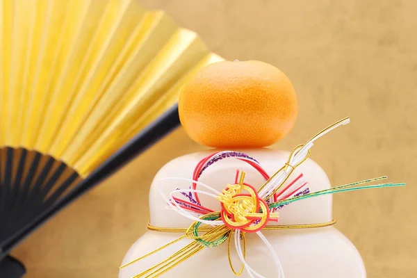 Decoração Tradicional Ano Novo Japonês Kagamimochi Feito Arroz — Fotografia de Stock