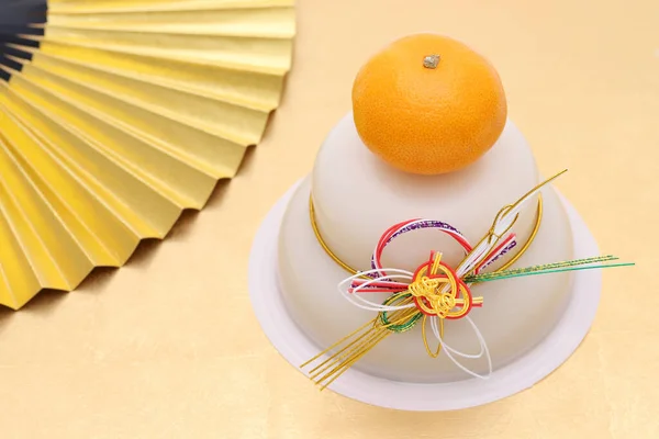 Decoração Tradicional Ano Novo Japonês Kagamimochi Feito Arroz — Fotografia de Stock