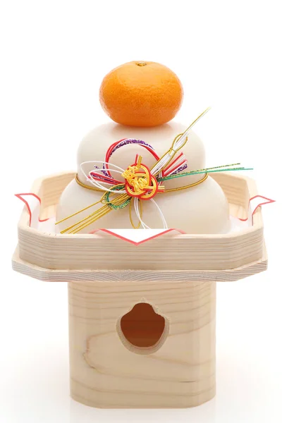 Traditional Japanese New Year Decoration Kagamimochi Made Rice — Stock Photo, Image