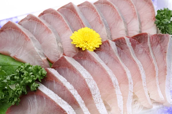 Pesce Giapponese Sashimi Hamachi Coda Gialla Vassoio — Foto Stock