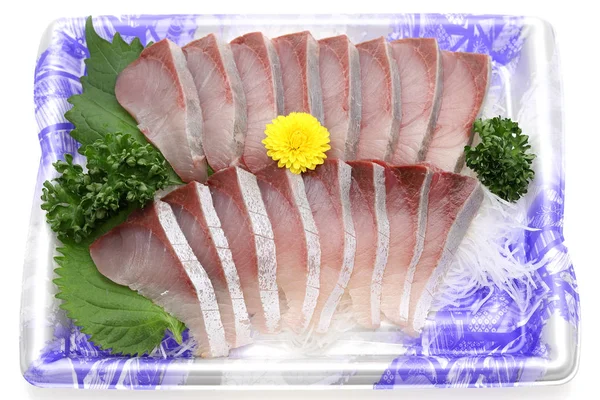 Pesce Giapponese Sashimi Hamachi Coda Gialla Vassoio — Foto Stock