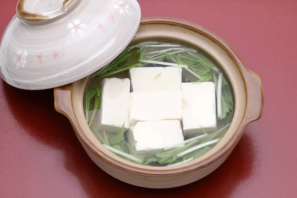 Nourriture Japonaise Yudofu Dans Bol Donade Sur Table Manger — Photo