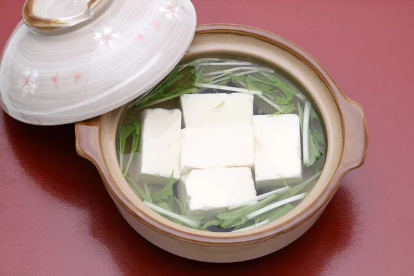 Comida Japonesa Yudofu Uma Tigela Donade Mesa Jantar — Fotografia de Stock