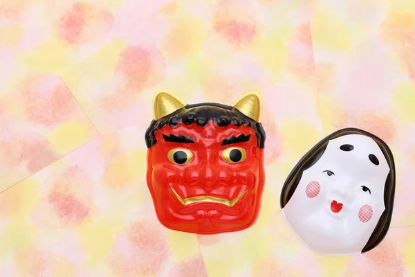 Événement Traditionnel Japonais Setsubun Masques Démon Okame Sont Utilisés Lors — Photo