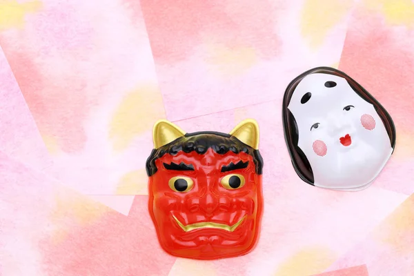 Événement Traditionnel Japonais Setsubun Masques Démon Okame Sont Utilisés Lors — Photo