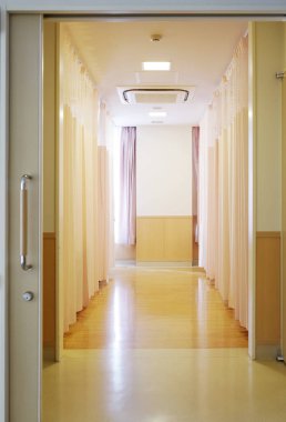 Hospital room with privacy medical curtain in a Japanese hospital  