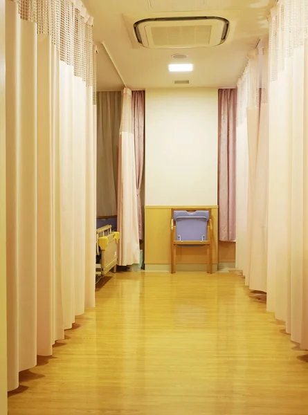 Hospital room with privacy medical curtain in a Japanese hospital