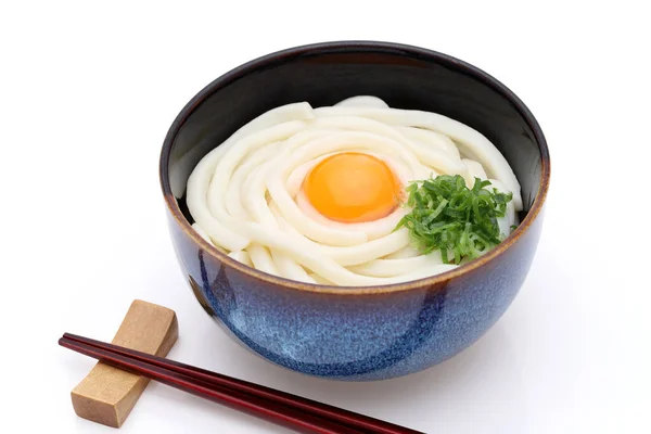 Japanische Kamaage Udon Nudeln Einer Keramikschüssel Auf Weißem Hintergrund — Stockfoto
