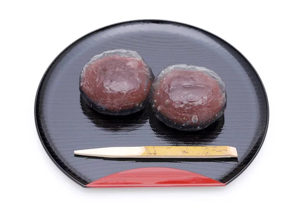 Pastelería Tradicional Japonesa Dulces Kuzu Mochi Sobre Fondo Blanco —  Fotos de Stock