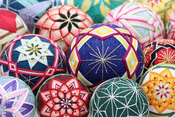 Närbild Japanska Traditionella Färgglada Temari Bollen — Stockfoto