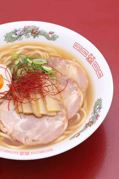 Nahaufnahme Japanischer Miso Suppe Ramen Nudeln Auf Dem Tisch — Stockfoto