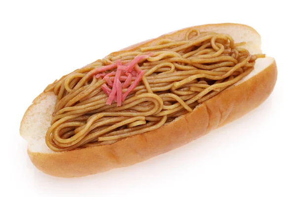 Japansk Mat Yakisoba Pan Bröd Vit Bakgrund — Stockfoto