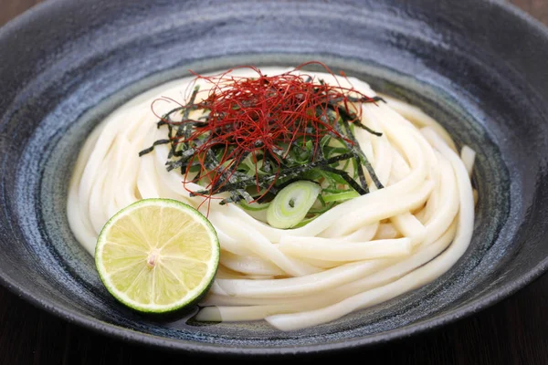 Ιαπωνικά Νουντλς Zaru Udon Πιάτο Λευκό Φόντο — Φωτογραφία Αρχείου