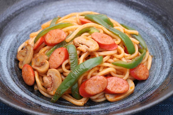 Close Japanese Naporitan Spaghetti Tomato Sauce Dish — Stock Photo, Image