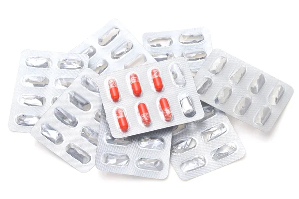 Little Remaining Capsule Drug Package Isolated White Background — Stock Photo, Image
