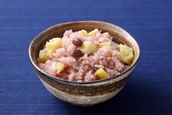 Japanese Cooked Sekihan Rice Red Beans Bowl Table — Stock Photo, Image