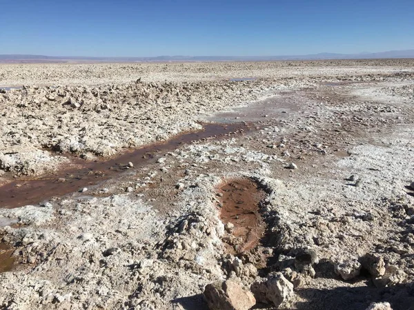 Landscape and salt flats lake at Atacama desert in Chile
