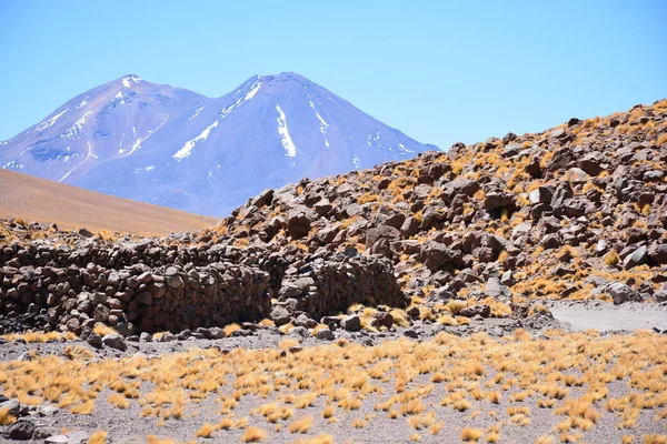 Τοπίο της κοιλάδας και τα βουνά στην έρημο Ατακάμα Χιλή — Φωτογραφία Αρχείου