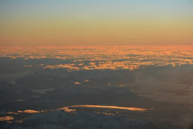 Buzullar, dağ ve vadi Patagonia, Chile havadan görünümü