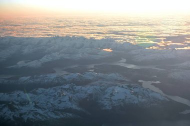 Buzullar, dağ ve vadi Patagonia, Chile havadan görünümü