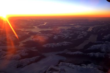Buzullar, dağ ve vadi Patagonia, Chile havadan görünümü