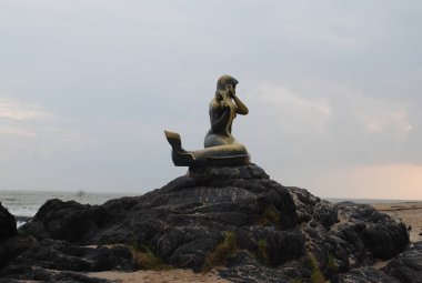 Tayland bronz Mermaid heykeli