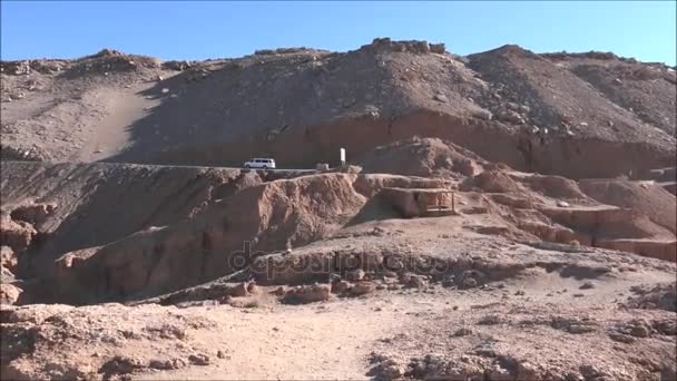 Táj és a hegyek és a völgy a Chilei Atacama-sivatag — Stock videók