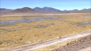 Dağlar ve lagün Atacama Çölü Şili'deki manzara
