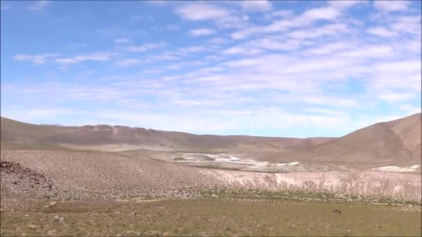 Landscape of mountains and lagoon in Atacama desert Chile — Stock Video