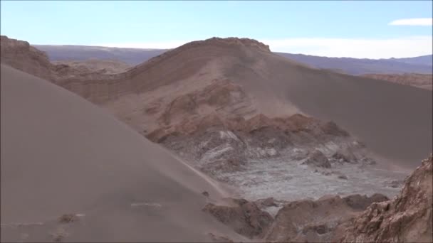 Landschap van bergen en de vallei in de Atacama woestijn Chili — Stockvideo