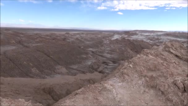 Landschap van bergen en de vallei in de Atacama woestijn Chili — Stockvideo