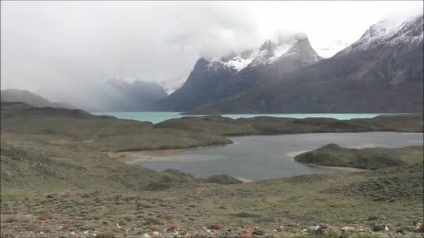 Landschaft von See und Fluss in Patagonien Chile — Stockvideo