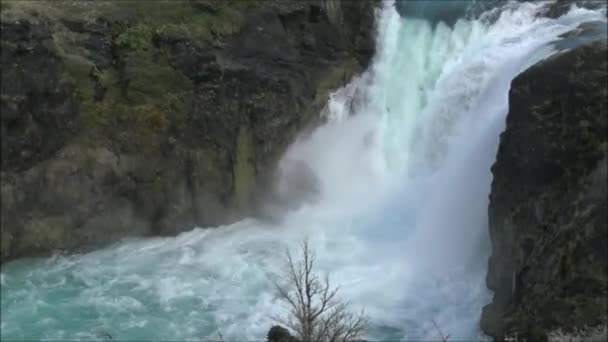 Waterfalls and nature in Patagonia Chile — Stock Video